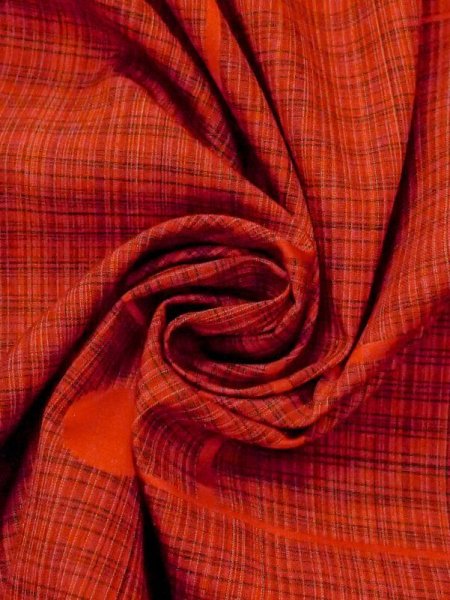 画像9: N0329Z  女性用 道行  シルク(正絹)   朱赤, 線 【中古】 【USED】 【リサイクル】 ★★☆☆☆ (9)