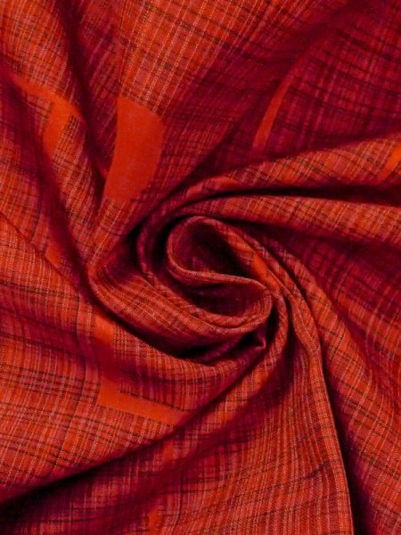 画像10: N0329Z  女性用 道行  シルク(正絹)   朱赤, 線 【中古】 【USED】 【リサイクル】 ★★☆☆☆ (10)