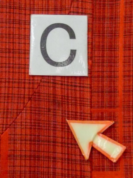 画像14: N0329Z  女性用 道行  シルク(正絹)   朱赤, 線 【中古】 【USED】 【リサイクル】 ★★☆☆☆ (14)