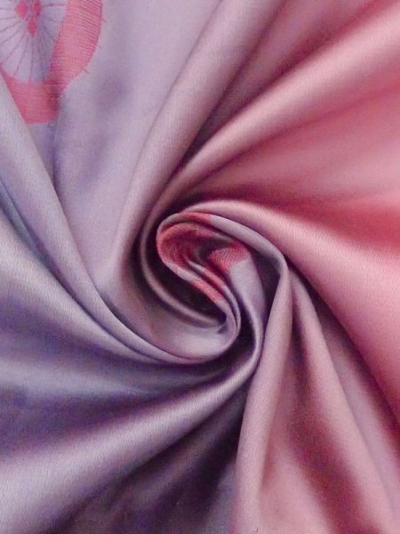 画像10: N0330D  女性用 道行 主柄:傘 化繊  淡い 紫色, ぼかし 【中古】 【USED】 【リサイクル】 ★★★☆☆ (10)