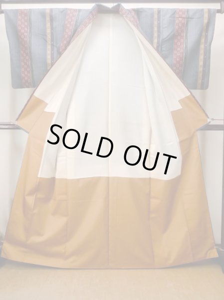 画像2: N0409A Mint  女性用 紬  シルク（正絹）   灰色, 縞 【中古】 【USED】 【リサイクル】 ★★★★☆ (2)