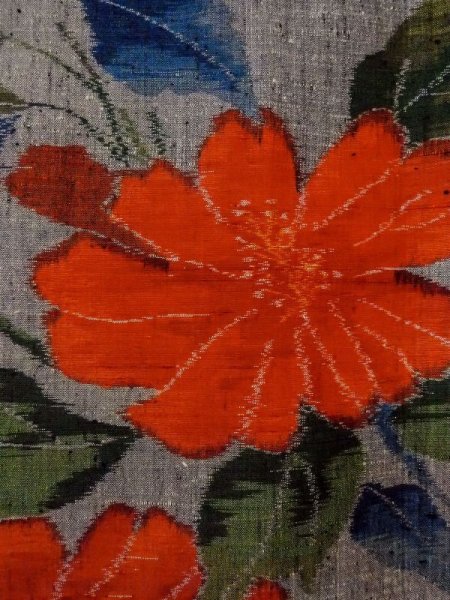 画像5: N0409B Mint  女性用 紬  シルク（正絹）   灰色, 花 【中古】 【USED】 【リサイクル】 ★★★★☆ (5)