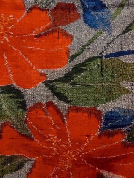 画像7: N0409B Mint  女性用 紬  シルク（正絹）   灰色, 花 【中古】 【USED】 【リサイクル】 ★★★★☆ (7)