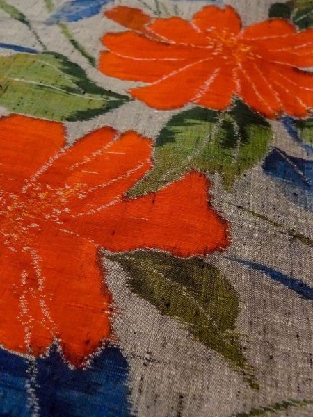 画像8: N0409B Mint  女性用 紬  シルク（正絹）   灰色, 花 【中古】 【USED】 【リサイクル】 ★★★★☆ (8)