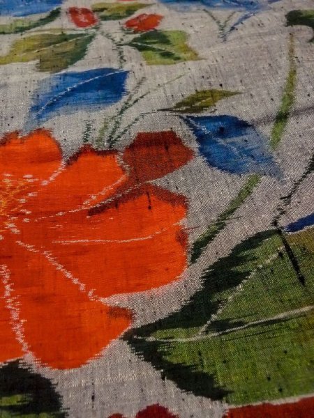 画像9: N0409B Mint  女性用 紬  シルク（正絹）   灰色, 花 【中古】 【USED】 【リサイクル】 ★★★★☆ (9)