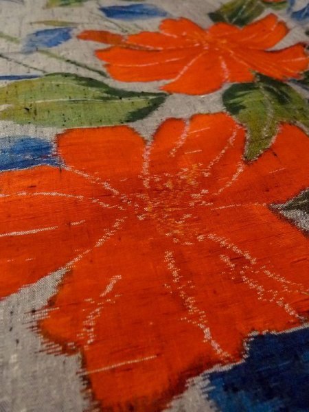 画像10: N0409B Mint  女性用 紬  シルク（正絹）   灰色, 花 【中古】 【USED】 【リサイクル】 ★★★★☆ (10)