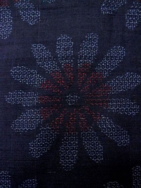 画像7: N0409D  女性用 紬  シルク（正絹）   藍, 花 【中古】 【USED】 【リサイクル】 ★★★☆☆ (7)