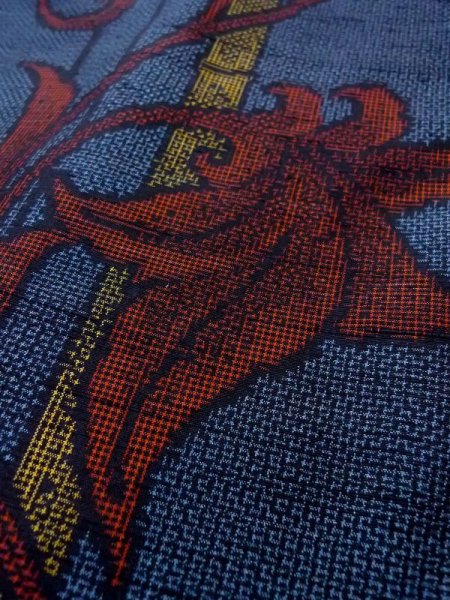 画像9: N0409E Mint  女性用 紬  シルク（正絹）  灰色がかった 水色, 竹 【中古】 【USED】 【リサイクル】 ★★★★☆ (9)