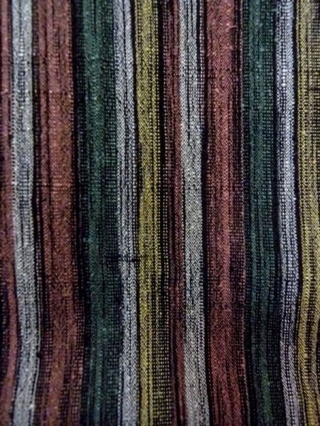 画像7: N0409H Mint  女性用 紬  シルク(正絹)  灰色がかった マルチカラー, 縞 【中古】 【USED】 【リサイクル】 ★★★★☆ (7)