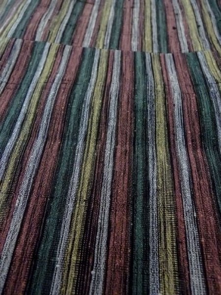 画像8: N0409H Mint  女性用 紬  シルク(正絹)  灰色がかった マルチカラー, 縞 【中古】 【USED】 【リサイクル】 ★★★★☆ (8)