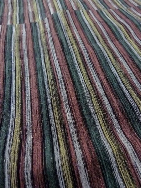 画像10: N0409H Mint  女性用 紬  シルク(正絹)  灰色がかった マルチカラー, 縞 【中古】 【USED】 【リサイクル】 ★★★★☆ (10)