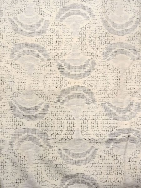 画像4: N0409J  女性用 紬  シルク（正絹）   白, 青海波 【中古】 【USED】 【リサイクル】 ★★☆☆☆ (4)