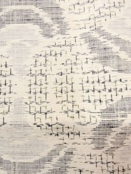 画像7: N0409J  女性用 紬  シルク（正絹）   白, 青海波 【中古】 【USED】 【リサイクル】 ★★☆☆☆ (7)