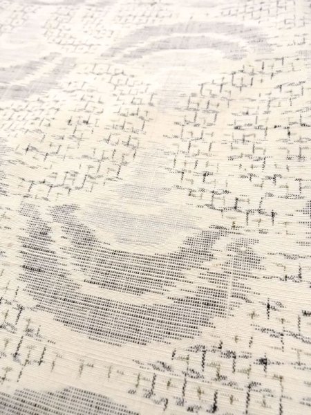 画像8: N0409J  女性用 紬  シルク（正絹）   白, 青海波 【中古】 【USED】 【リサイクル】 ★★☆☆☆ (8)