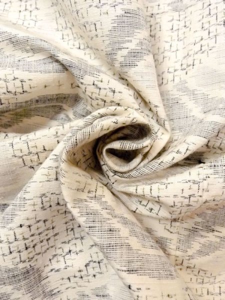 画像11: N0409J  女性用 紬  シルク（正絹）   白, 青海波 【中古】 【USED】 【リサイクル】 ★★☆☆☆ (11)