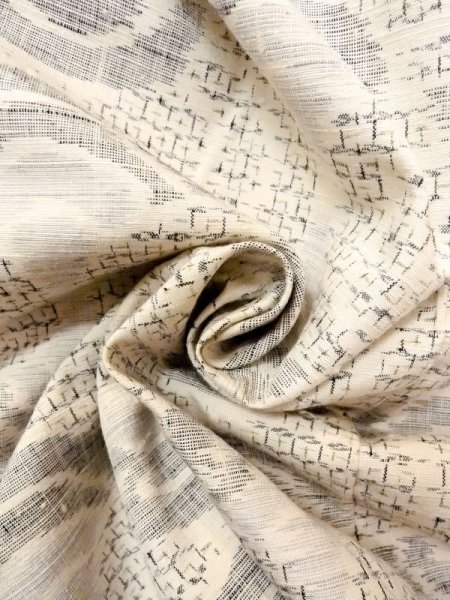 画像12: N0409J  女性用 紬  シルク（正絹）   白, 青海波 【中古】 【USED】 【リサイクル】 ★★☆☆☆ (12)