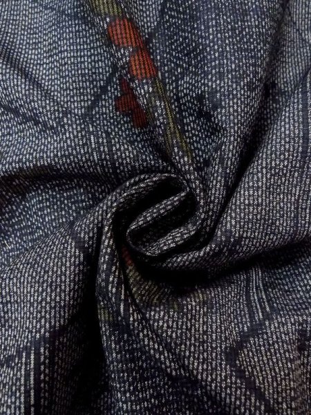 画像11: N0409K Mint  女性用 紬  シルク(正絹)   灰色, 花 【中古】 【USED】 【リサイクル】 ★★★★☆ (11)