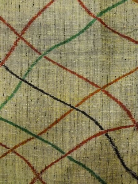 画像4: N0409O Mint  女性用 紬  シルク(正絹)  灰色がかった オリーブ, 線 【中古】 【USED】 【リサイクル】 ★★★★☆ (4)