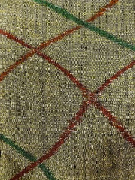 画像7: N0409O Mint  女性用 紬  シルク(正絹)  灰色がかった オリーブ, 線 【中古】 【USED】 【リサイクル】 ★★★★☆ (7)