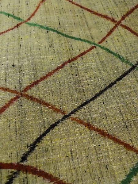 画像8: N0409O Mint  女性用 紬  シルク(正絹)  灰色がかった オリーブ, 線 【中古】 【USED】 【リサイクル】 ★★★★☆ (8)