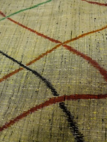 画像9: N0409O Mint  女性用 紬  シルク(正絹)  灰色がかった オリーブ, 線 【中古】 【USED】 【リサイクル】 ★★★★☆ (9)