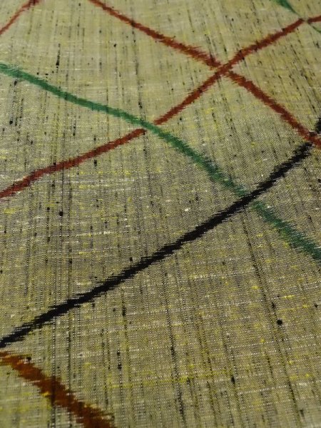 画像10: N0409O Mint  女性用 紬  シルク(正絹)  灰色がかった オリーブ, 線 【中古】 【USED】 【リサイクル】 ★★★★☆ (10)