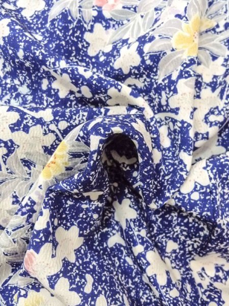 画像11: N0409P  女性用 小紋  シルク(正絹)  鮮やか 青, 桜 【中古】 【USED】 【リサイクル】 ★★☆☆☆ (11)