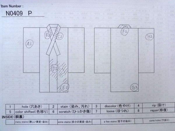画像13: N0409P  女性用 小紋  シルク(正絹)  鮮やか 青, 桜 【中古】 【USED】 【リサイクル】 ★★☆☆☆ (13)