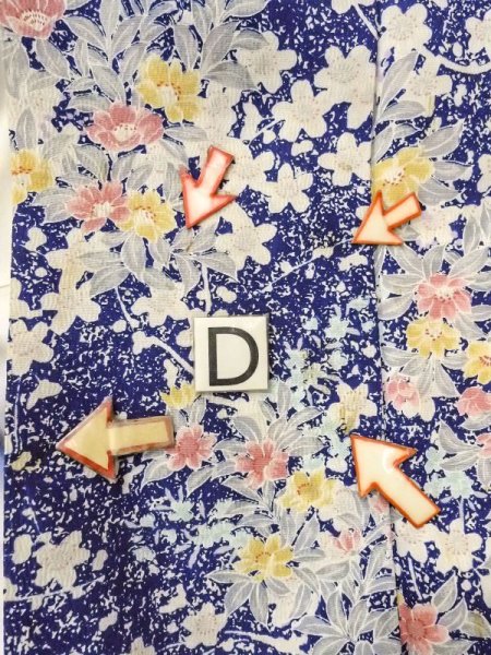 画像17: N0409P  女性用 小紋  シルク(正絹)  鮮やか 青, 桜 【中古】 【USED】 【リサイクル】 ★★☆☆☆ (17)