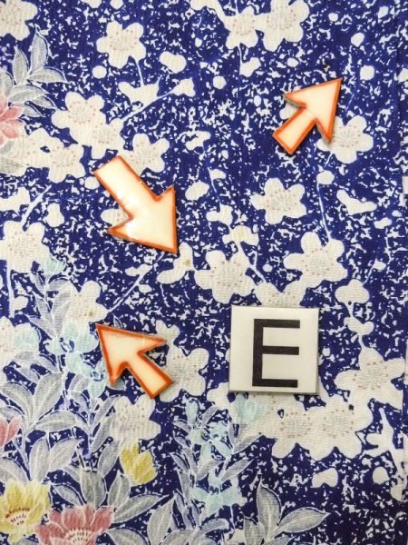 画像18: N0409P  女性用 小紋  シルク(正絹)  鮮やか 青, 桜 【中古】 【USED】 【リサイクル】 ★★☆☆☆ (18)