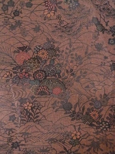 画像3: N0409T  女性用 小紋  シルク(正絹)  赤み 茶色, 桜 【中古】 【USED】 【リサイクル】 ★★★☆☆ (3)