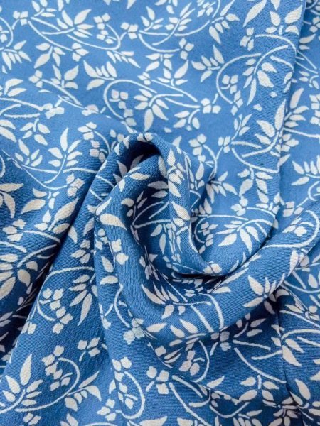 画像11: N0409V  女性用 小紋  シルク(正絹)  灰色がかった 青, 花 【中古】 【USED】 【リサイクル】 ★★☆☆☆ (11)