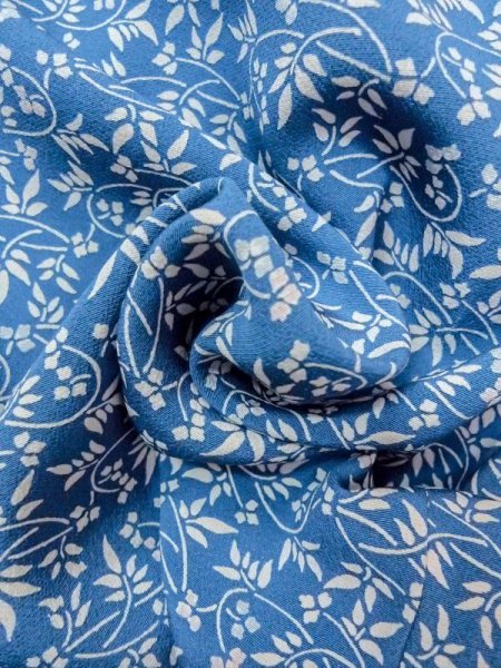 画像12: N0409V  女性用 小紋  シルク(正絹)  灰色がかった 青, 花 【中古】 【USED】 【リサイクル】 ★★☆☆☆ (12)
