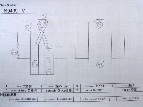 画像13: N0409V  女性用 小紋  シルク(正絹)  灰色がかった 青, 花 【中古】 【USED】 【リサイクル】 ★★☆☆☆ (13)