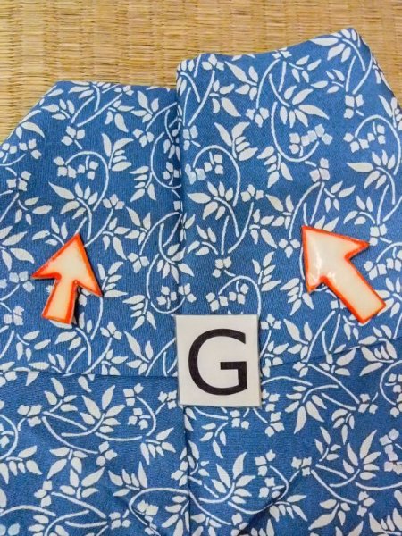 画像20: N0409V  女性用 小紋  シルク(正絹)  灰色がかった 青, 花 【中古】 【USED】 【リサイクル】 ★★☆☆☆ (20)