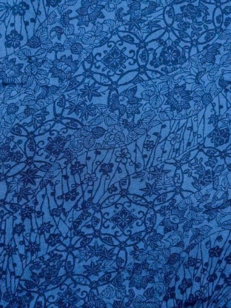 画像4: N0409W Mint  女性用 小紋  シルク(正絹) 淡い 深い 藍, ぼたん 【中古】 【USED】 【リサイクル】 ★★★★☆ (4)