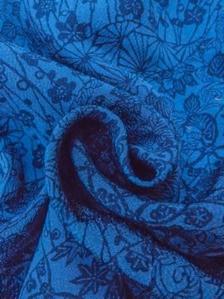 画像12: N0409W Mint  女性用 小紋  シルク(正絹) 淡い 深い 藍, ぼたん 【中古】 【USED】 【リサイクル】 ★★★★☆ (12)