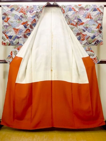 画像2: N0409X  女性用 小紋  シルク(正絹)   マルチカラー, 桜 【中古】 【USED】 【リサイクル】 ★★☆☆☆ (2)