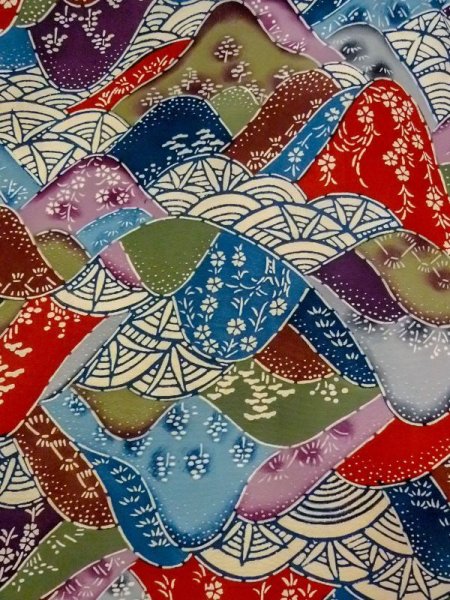 画像3: N0409X  女性用 小紋  シルク(正絹)   マルチカラー, 桜 【中古】 【USED】 【リサイクル】 ★★☆☆☆ (3)