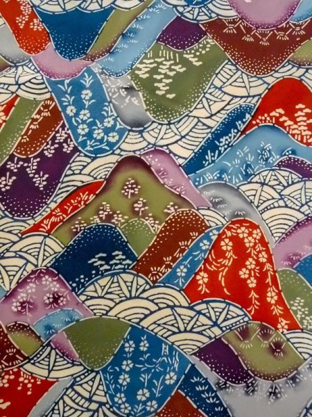 画像4: N0409X  女性用 小紋  シルク(正絹)   マルチカラー, 桜 【中古】 【USED】 【リサイクル】 ★★☆☆☆ (4)