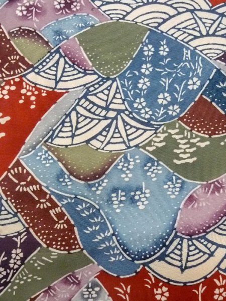 画像7: N0409X  女性用 小紋  シルク(正絹)   マルチカラー, 桜 【中古】 【USED】 【リサイクル】 ★★☆☆☆ (7)