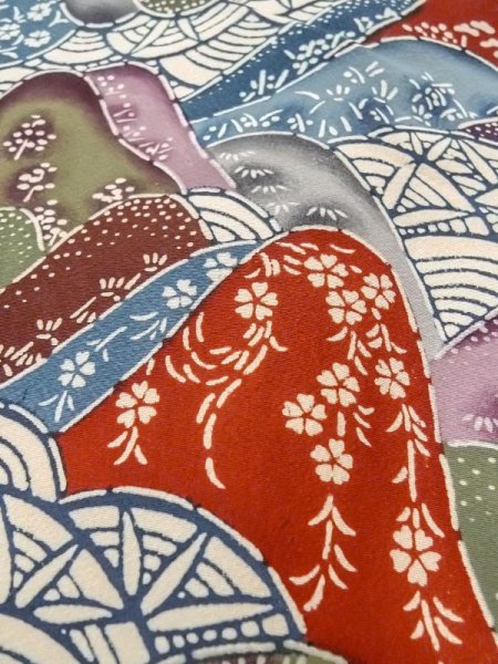 画像8: N0409X  女性用 小紋  シルク(正絹)   マルチカラー, 桜 【中古】 【USED】 【リサイクル】 ★★☆☆☆ (8)