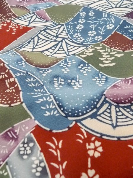 画像9: N0409X  女性用 小紋  シルク(正絹)   マルチカラー, 桜 【中古】 【USED】 【リサイクル】 ★★☆☆☆ (9)