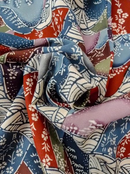 画像11: N0409X  女性用 小紋  シルク(正絹)   マルチカラー, 桜 【中古】 【USED】 【リサイクル】 ★★☆☆☆ (11)