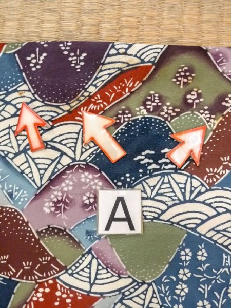 画像14: N0409X  女性用 小紋  シルク(正絹)   マルチカラー, 桜 【中古】 【USED】 【リサイクル】 ★★☆☆☆ (14)