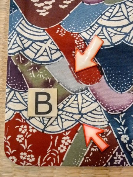 画像15: N0409X  女性用 小紋  シルク(正絹)   マルチカラー, 桜 【中古】 【USED】 【リサイクル】 ★★☆☆☆ (15)