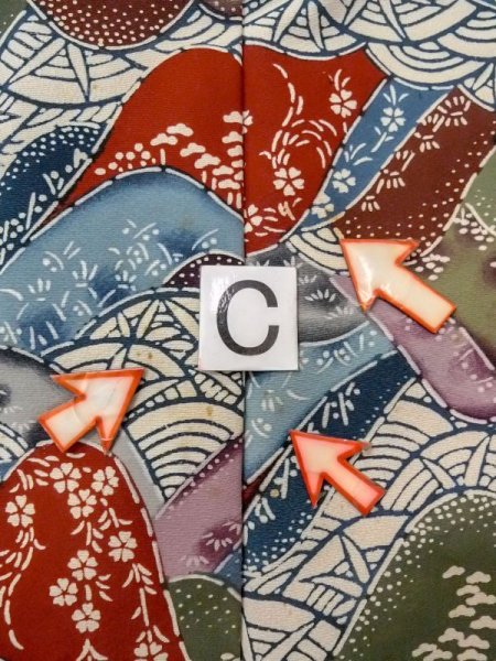 画像16: N0409X  女性用 小紋  シルク(正絹)   マルチカラー, 桜 【中古】 【USED】 【リサイクル】 ★★☆☆☆ (16)