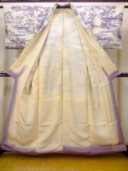 画像2: N0409Z  女性用 小紋  シルク（正絹）   アイボリー, 松/松葉 【中古】 【USED】 【リサイクル】 ★★★☆☆ (2)