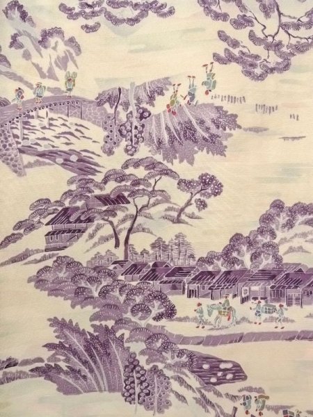 画像4: N0409Z  女性用 小紋  シルク（正絹）   アイボリー, 松/松葉 【中古】 【USED】 【リサイクル】 ★★★☆☆ (4)