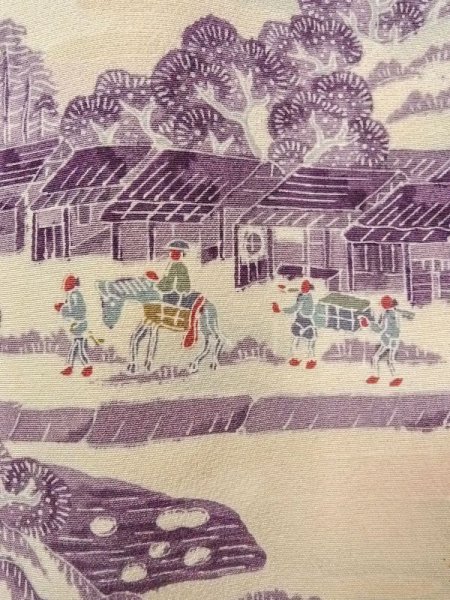 画像6: N0409Z  女性用 小紋  シルク（正絹）   アイボリー, 松/松葉 【中古】 【USED】 【リサイクル】 ★★★☆☆ (6)